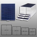 Prophila_Collection_Münzbox_grau_45_eckige_Fächer_gemischt_4_Verschiedene_Größen,_Blaue_Einlage