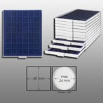 Prophila_Collection_Münzbox_grau_48_eckige_Fächer_für_Münzen_bis_30mm,_Blaue_Einlage_z._B._1_Oz._Canada/Maple_Leaf_Gold