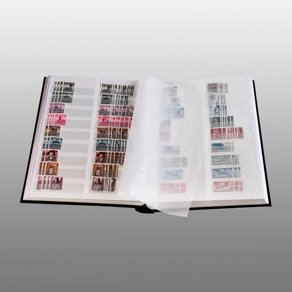 Prophila Collection 64 weie Geteilte Seiten Briefmarkenalbum Einsteckbuch wattierter Blauer Einband