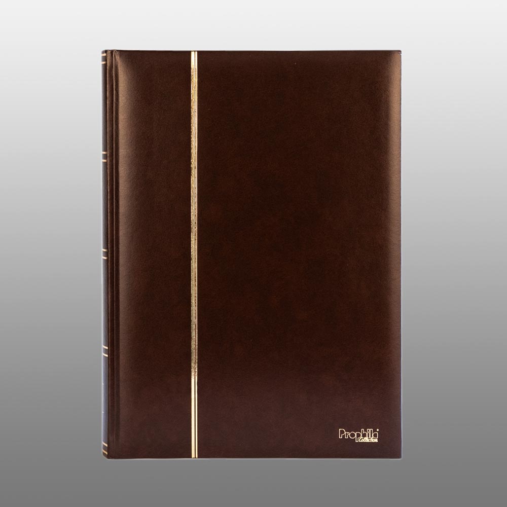 Prophila Collection 64 weie Seiten Luxus Briefmarkenalbum Einsteckbuch wattiert brauner Einband