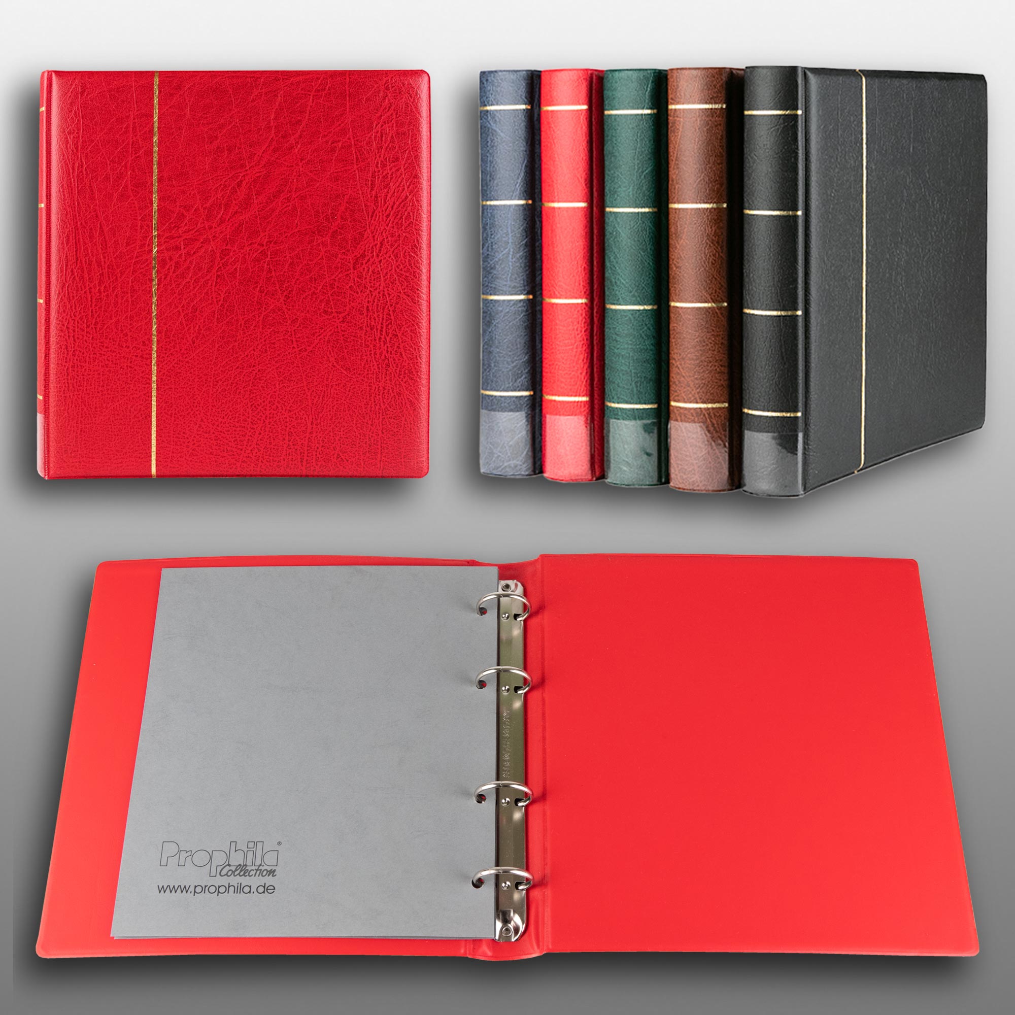 Prophila Collection Album A5 Standard-Ringbinder fr Mnzen Banknoten Postkarten ETB (rot)