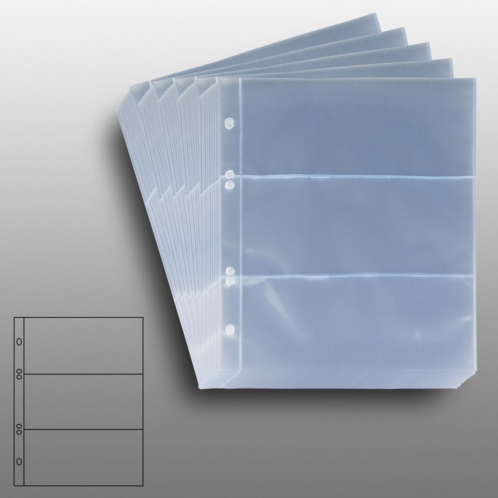 Prophila Collection 50 Banknoten-Hllen fr je 3 Banknoten, Fachformat: 150 x 70 mm, Hllenformat: 170 x 222 mm