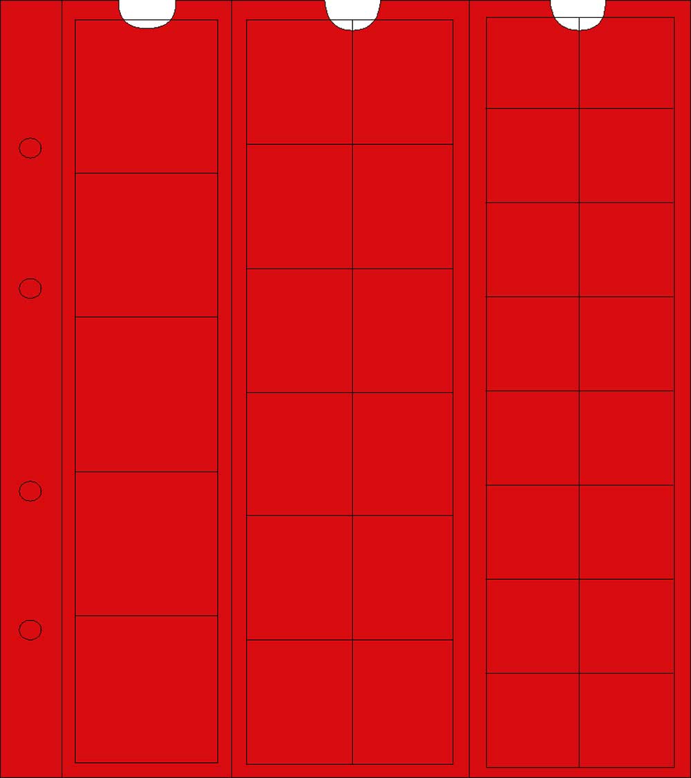 Prophila Collection 5 numismatische Mnzhllen, 5 Fcher bis 34, 12 bis 25 und 16 bis 17 mm , mit 5 roten Karton-Zwischenblttern