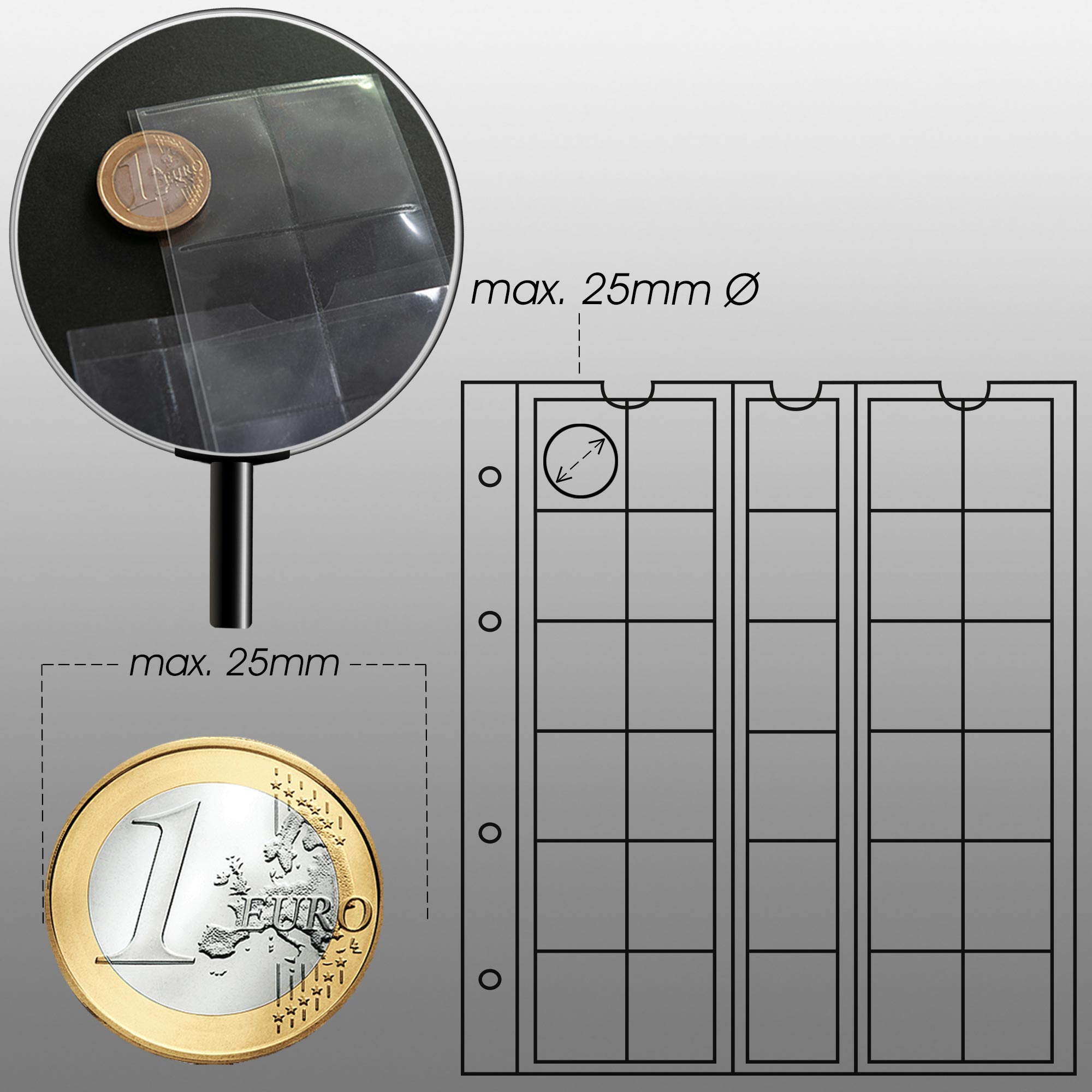 Prophila Collection Mnz-Album mit 4 Hllen (rote Zwischenbltter) fr 110 Mnzen rot