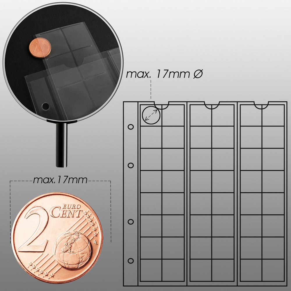 Prophila Collection Mnz-Album mit 4 Hllen (rote Zwischenbltter) fr 110 Mnzen rot