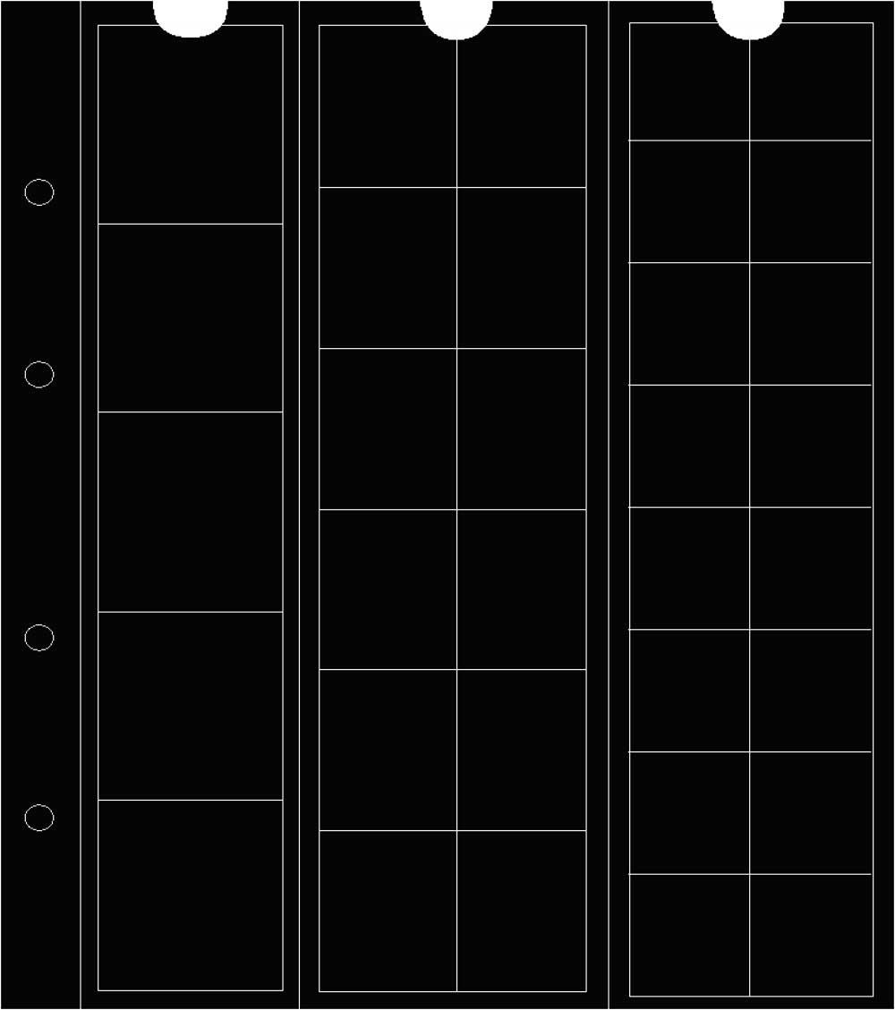 Prophila Collection 10 numismatische Mnzhllen, 5 Fcher bis 34, 12 bis 25 und 16 bis 17 mm , mit 5 schwarzen Karton-Zwischenblttern