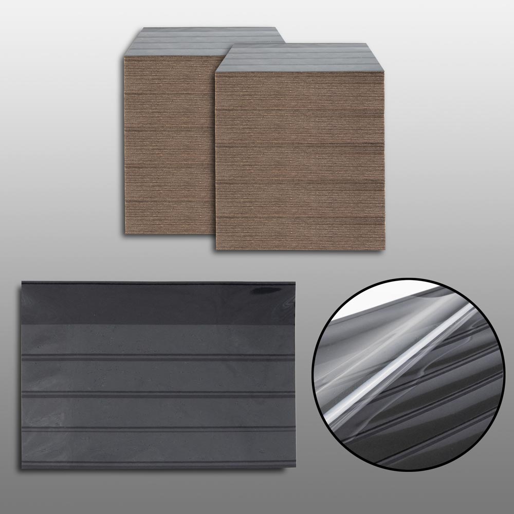 Prophila Collection 1000 Einsteckkarten A6/C6 158x113 mm schwarz mit 4 Streifen und Schutzfolie