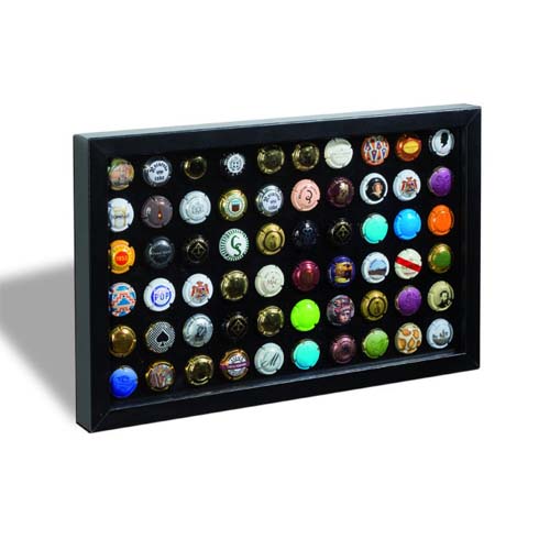 Prsentationsrahmen FINESTRA P60 fr 60 Champagnerdeckel/Kronkorken, schwarz